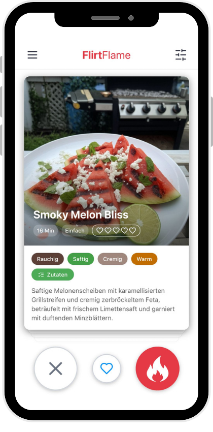FlirtFlame App: Rezepte per Swipe entdecken