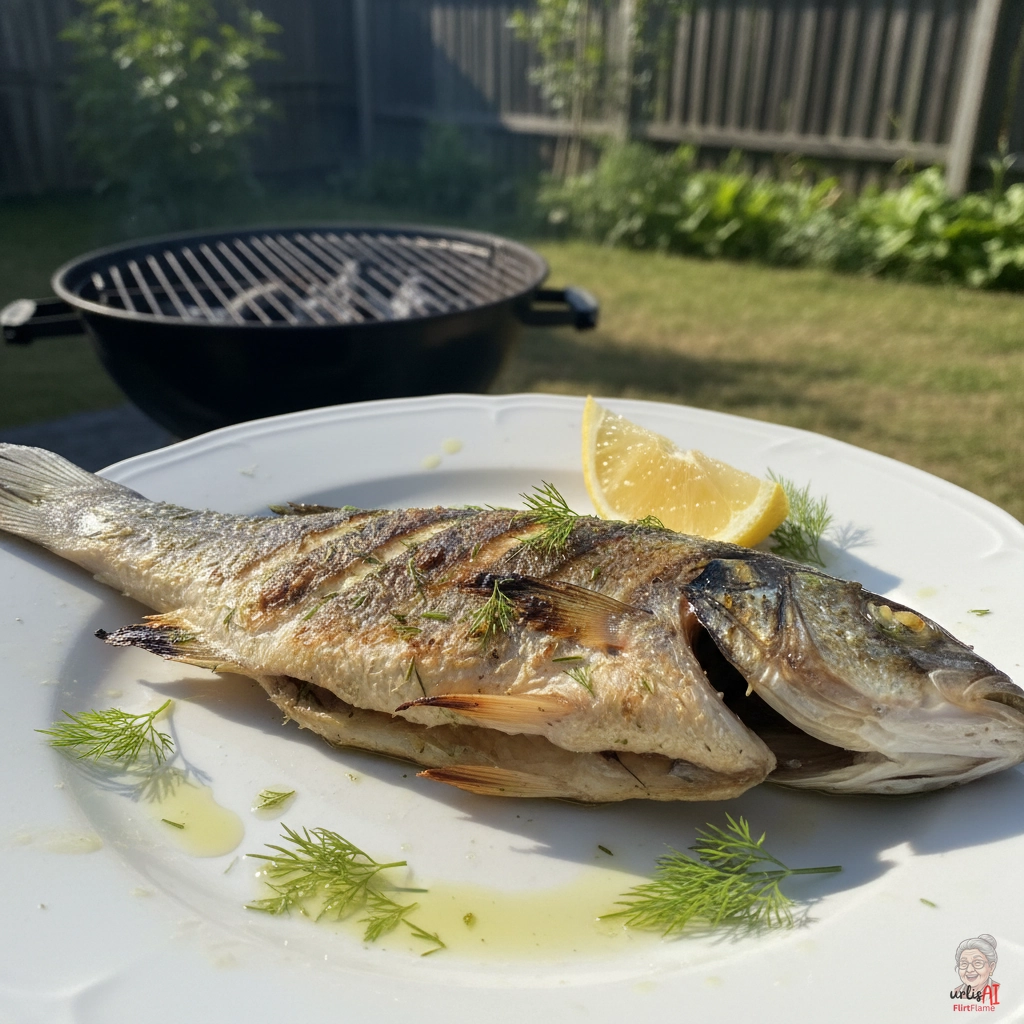 Ägäis Dillwolfsbarsch — Kohlegrill