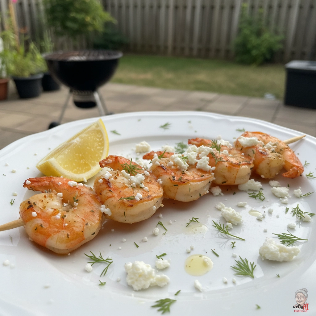 Ägäis Dillgarnelen — Kohlegrill