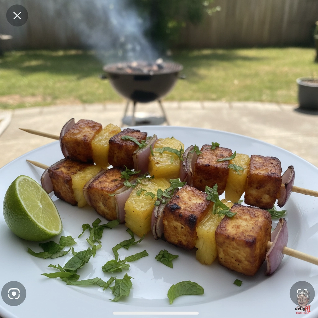 Ananas Paneer Spieße — Kohlegrill
