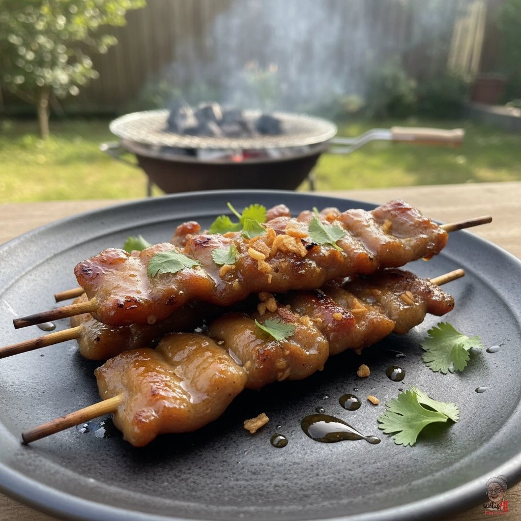 Bangkok Mu Ping Spieße — Kohlegrill