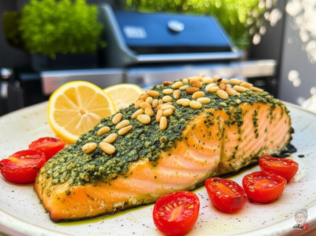 Basil Pesto Salmon — Gasgrill