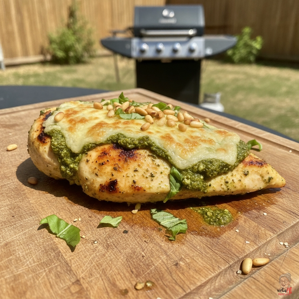 Basilikum Poulet Brust — Gasgrill
