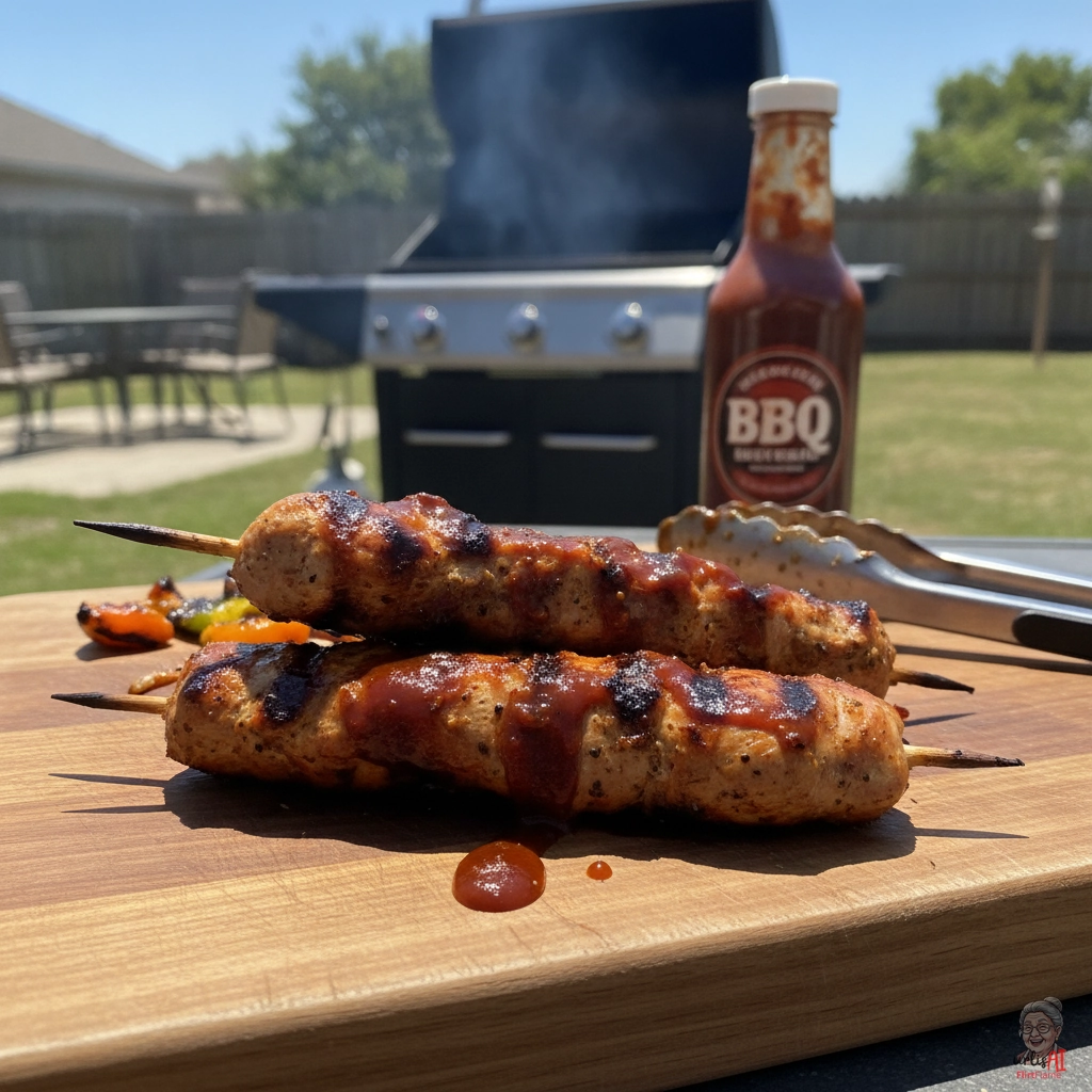 BBQ Glazed Putenspieß — Gasgrill