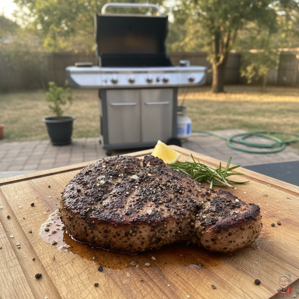 Black Pepper Putensteak — Gasgrill