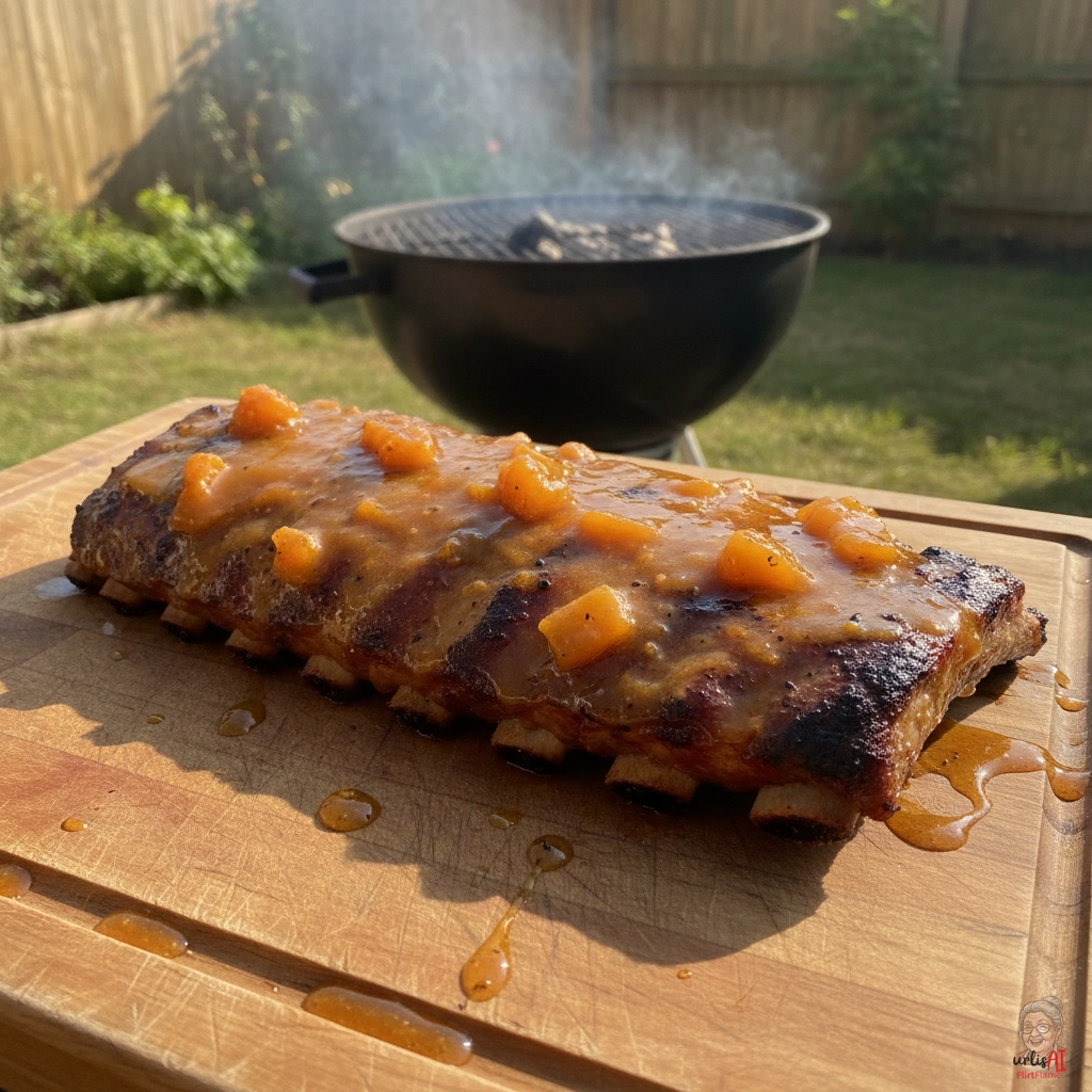 Bourbon Peach Ribs — Kohlegrill