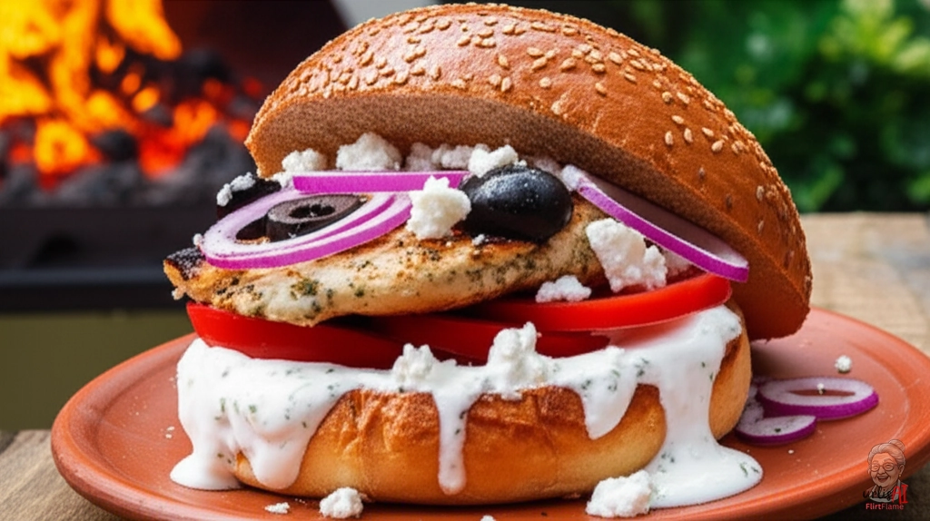 Charred Greek Chicken Burger — Kohlegrill