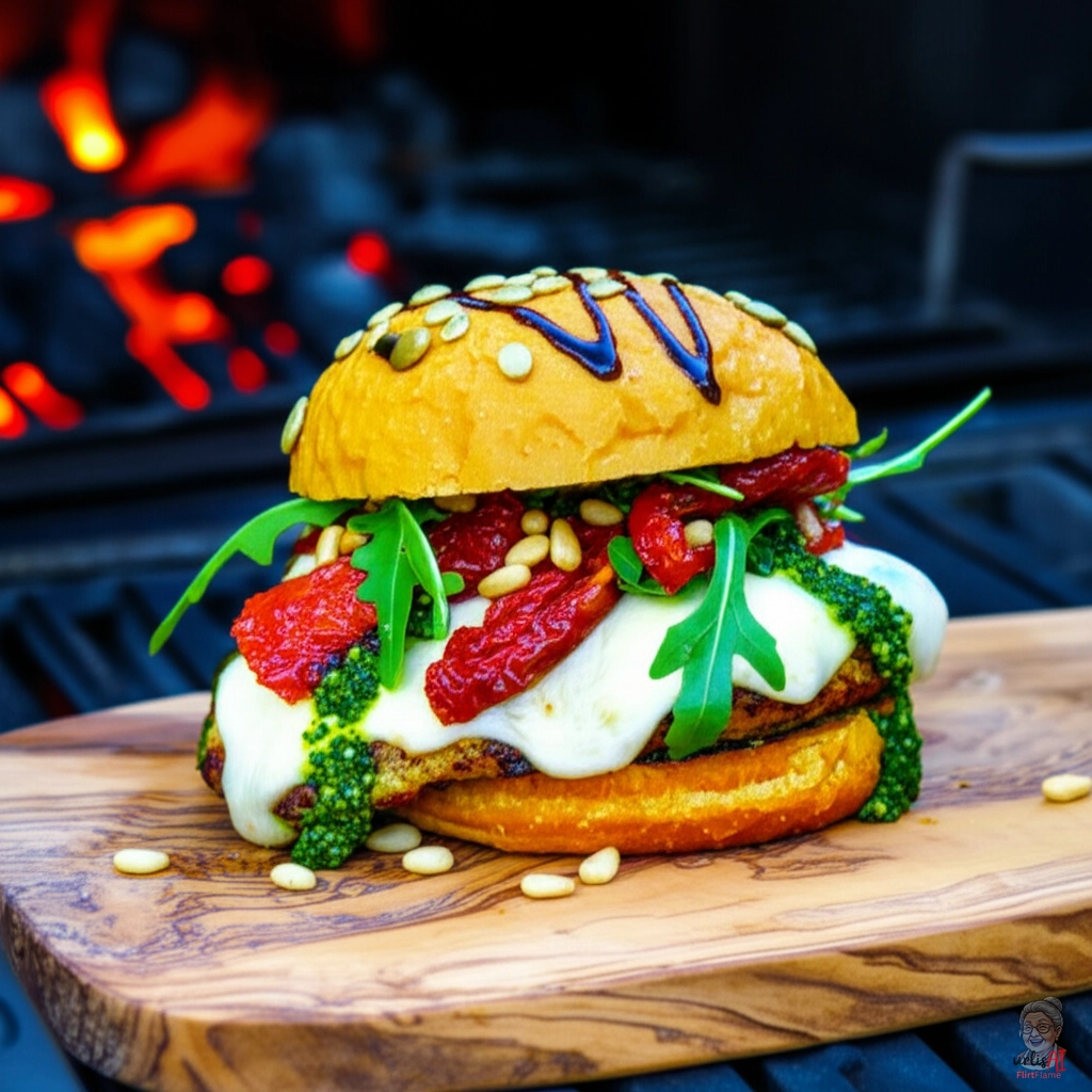 Charred Pesto Chicken Burger — Kohlegrill