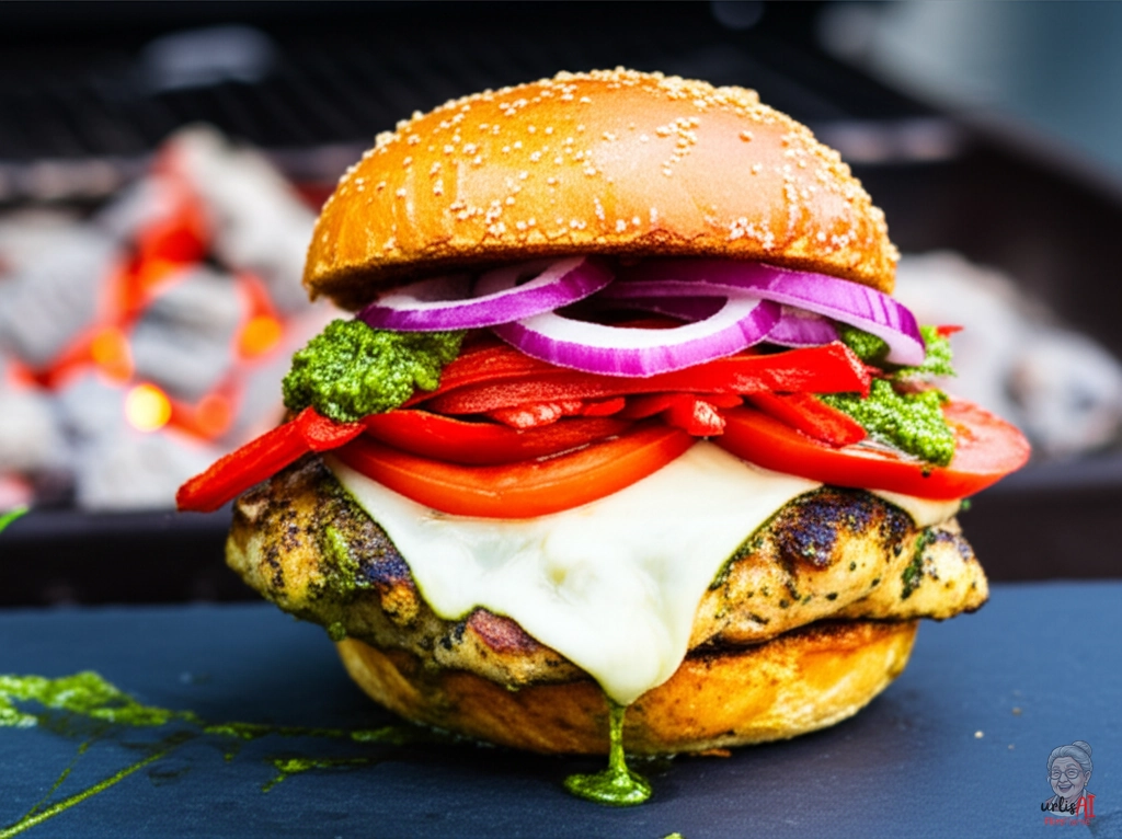 Charred Provolone Chicken Burger — Kohlegrill