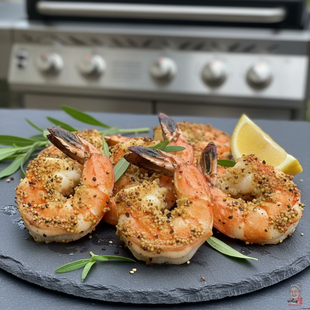 Charred Senfprawns — Gasgrill