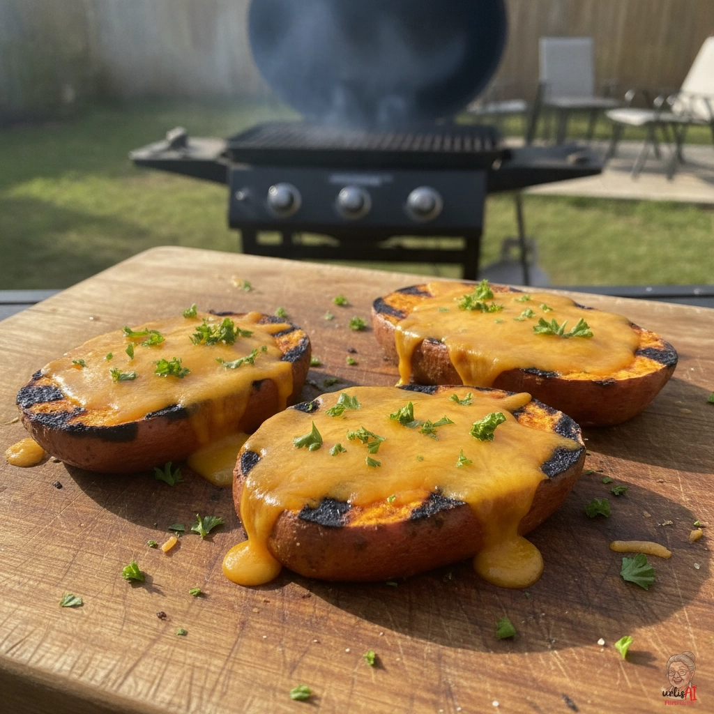 Cheesy Süßkartoffel — Gasgrill