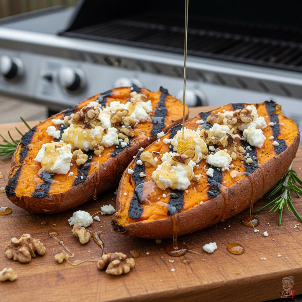 Chèvre Süßkartoffelschalen — Gasgrill