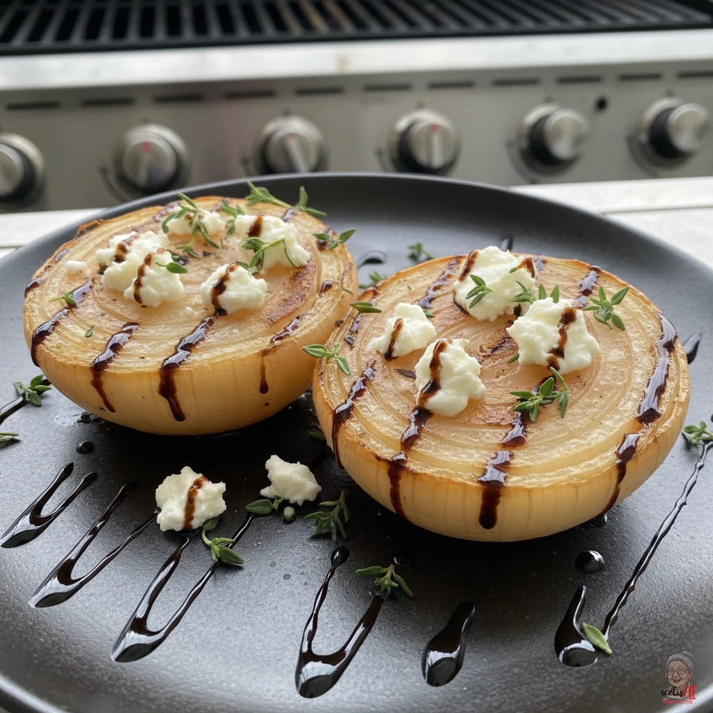 Chèvre Zwiebelblüten — Gasgrill