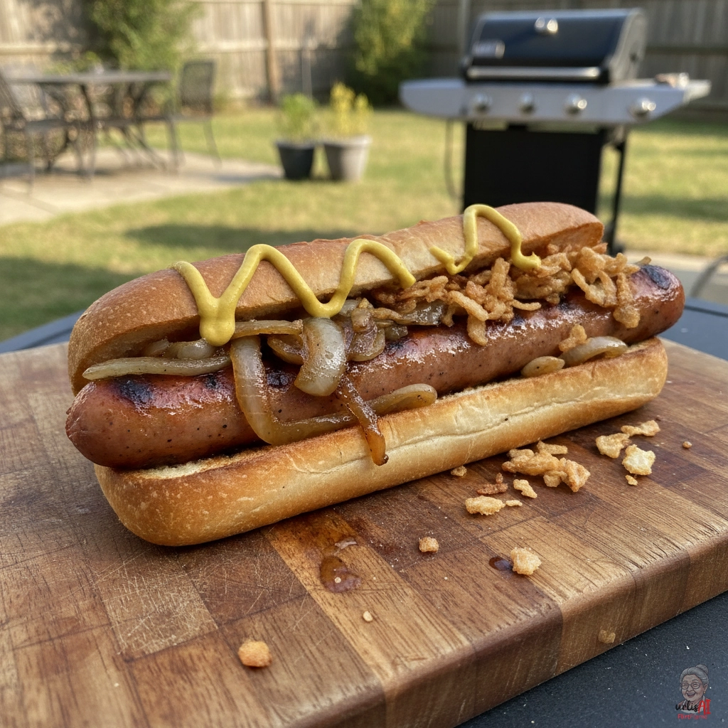 Crispy Onion Bratwurst — Gasgrill