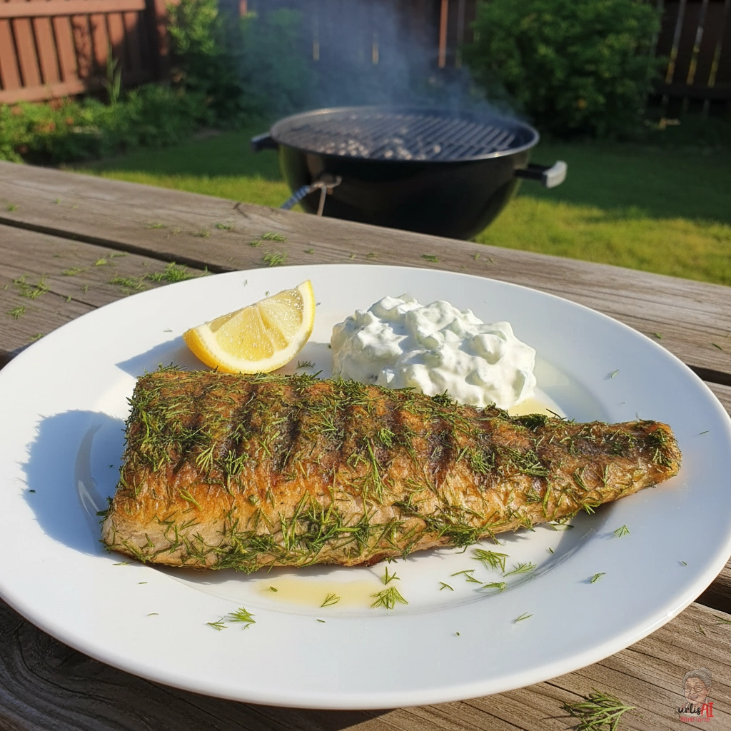 Dillkronen Rotbarsch — Kohlegrill