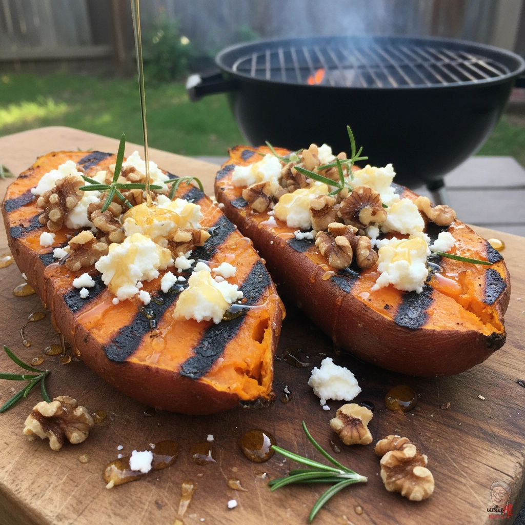 Ember Chèvre Süßkartoffelschalen — Kohlegrill