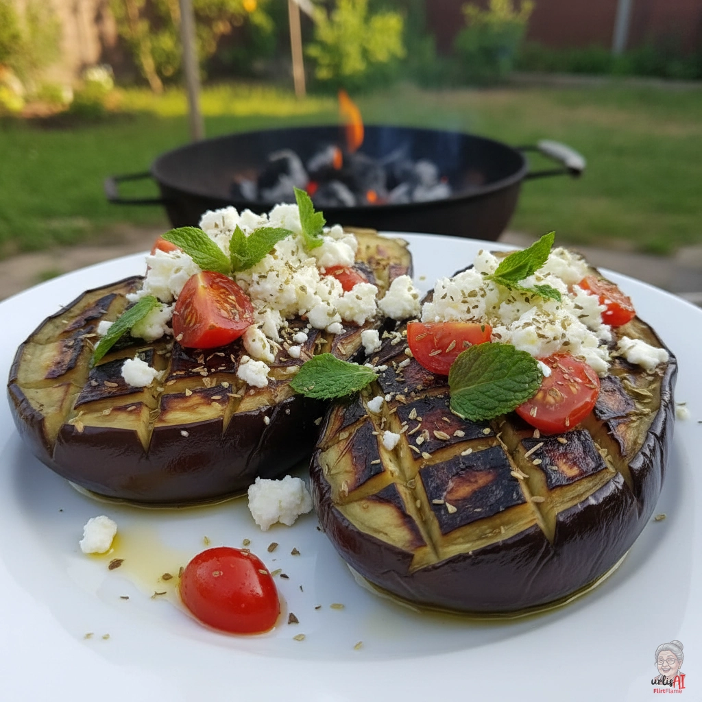 Ember Kreta Auberginenboote — Kohlegrill