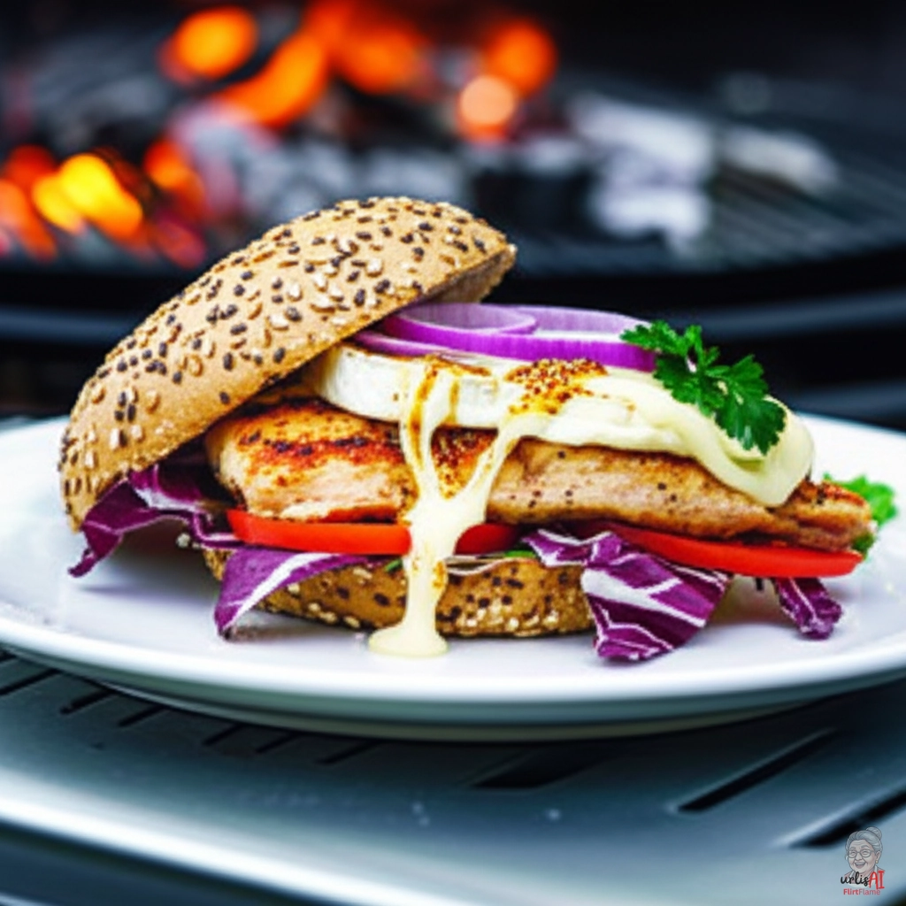 Fire Brie Chicken Burger — Kohlegrill