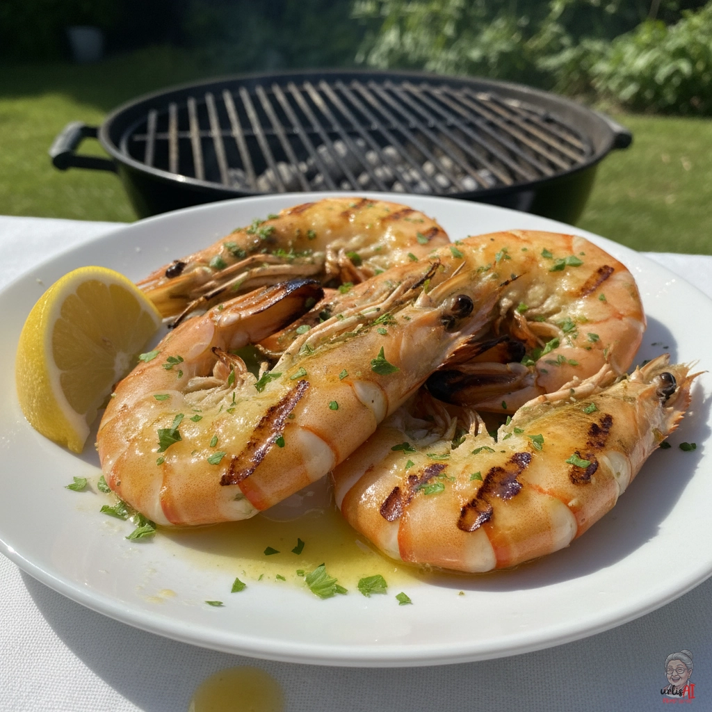 Flammengeküsste Scampi — Kohlegrill