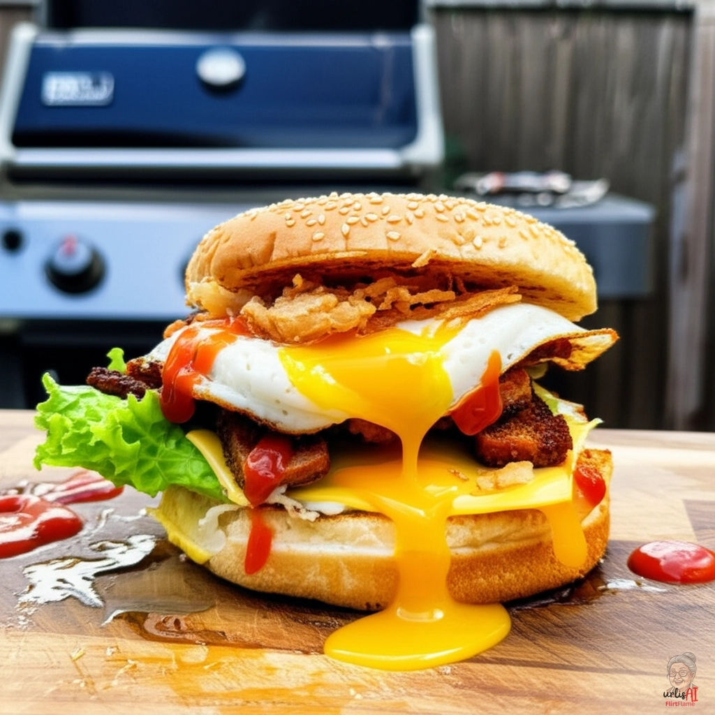 Frühstücksglut Burger — Gasgrill