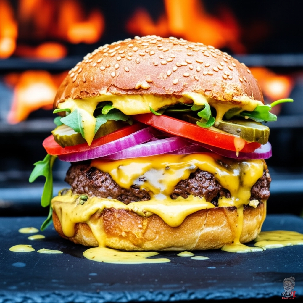 Golden Fire Burger — Kohlegrill