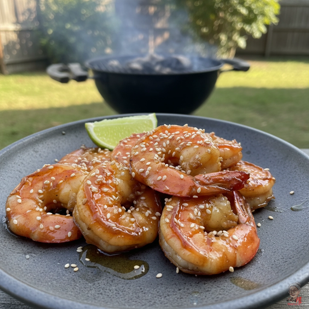 Goldene Honigprawns — Kohlegrill