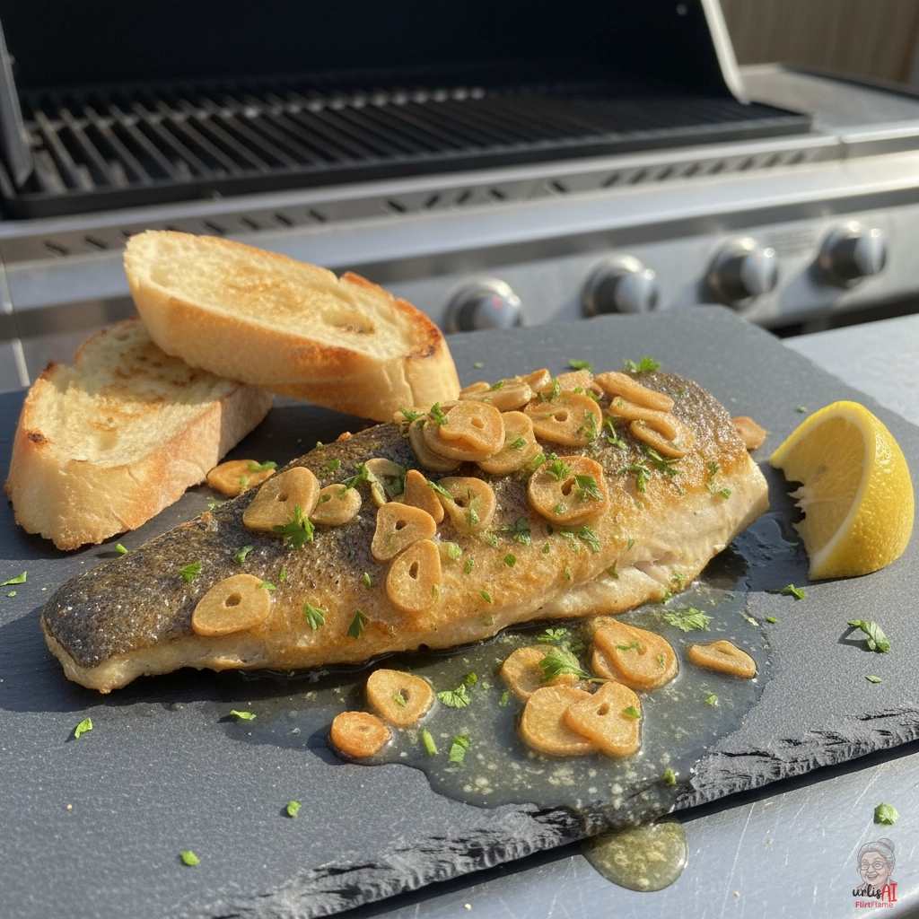 Goldknoblauch Barschfilets — Gasgrill