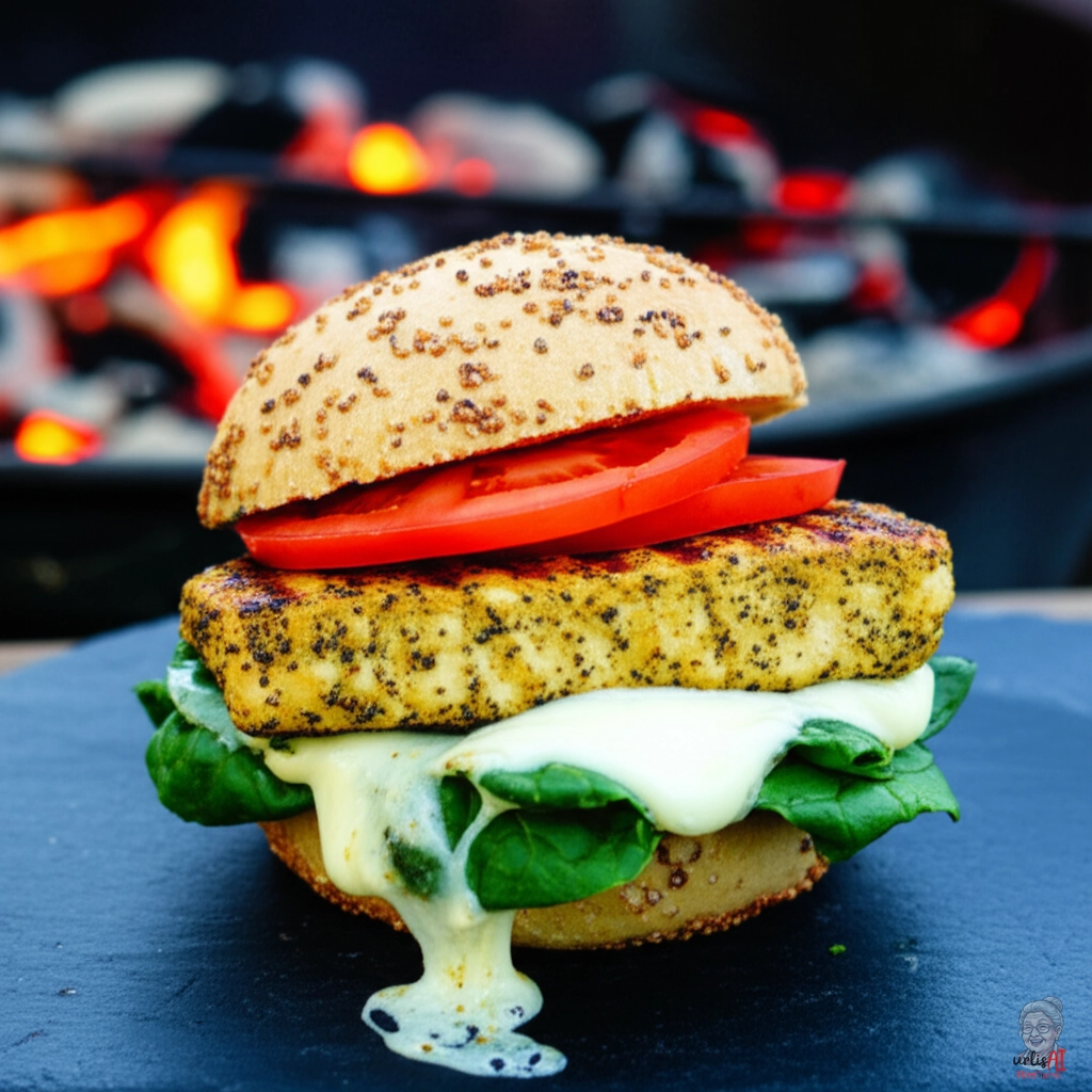 Green Flame Chicken Burger — Kohlegrill
