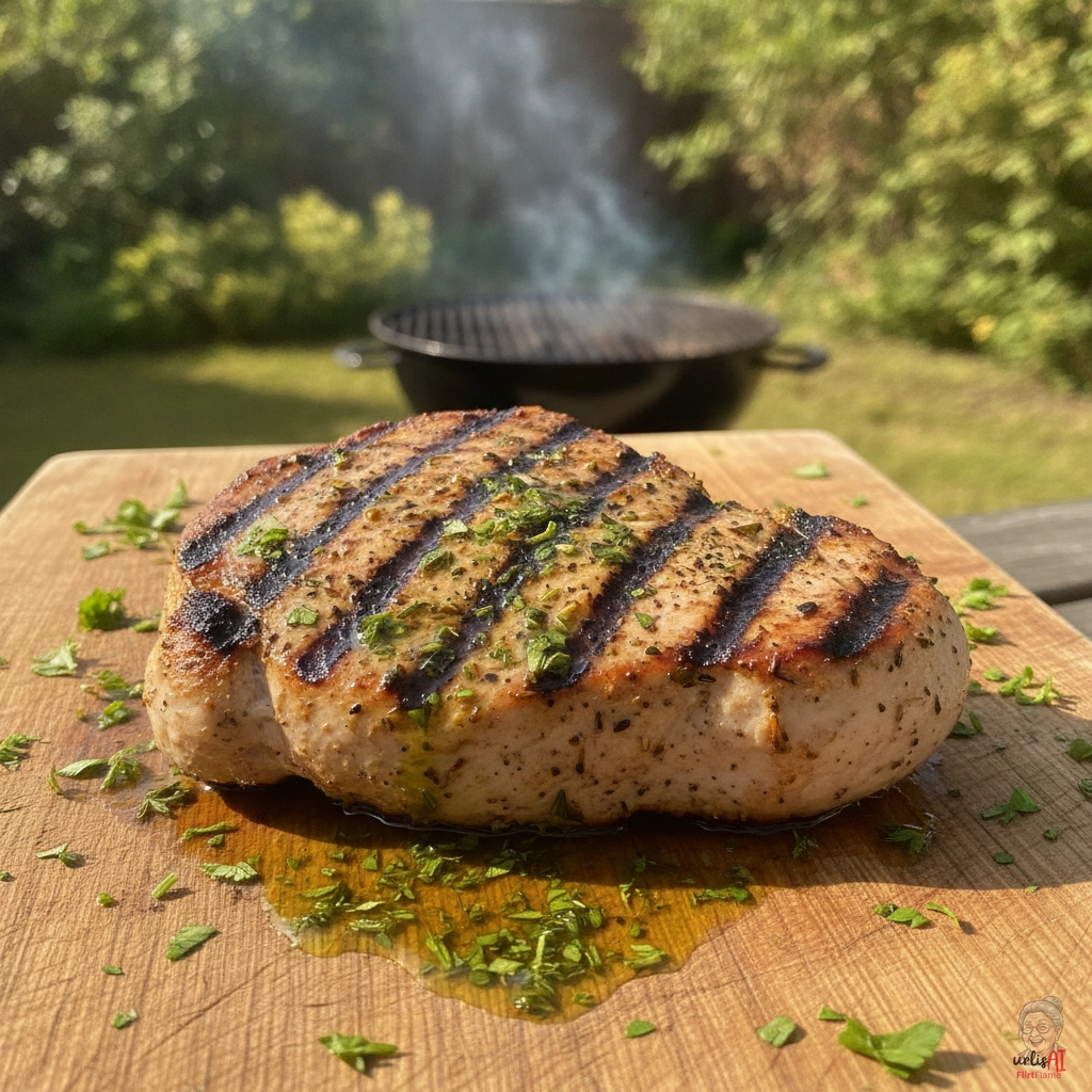 Grüne Kräuter Putensteaks — Kohlegrill