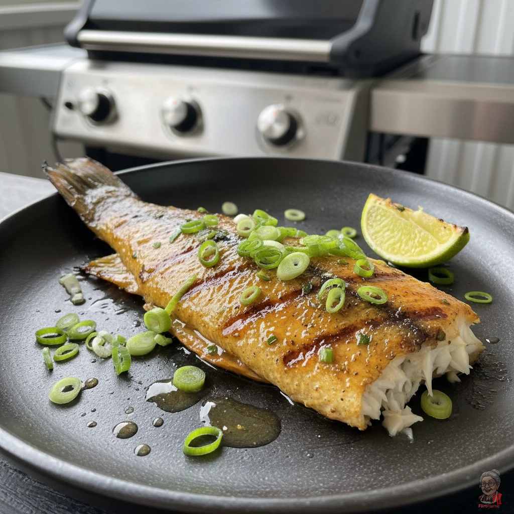 Ingwerflammen Zander — Gasgrill