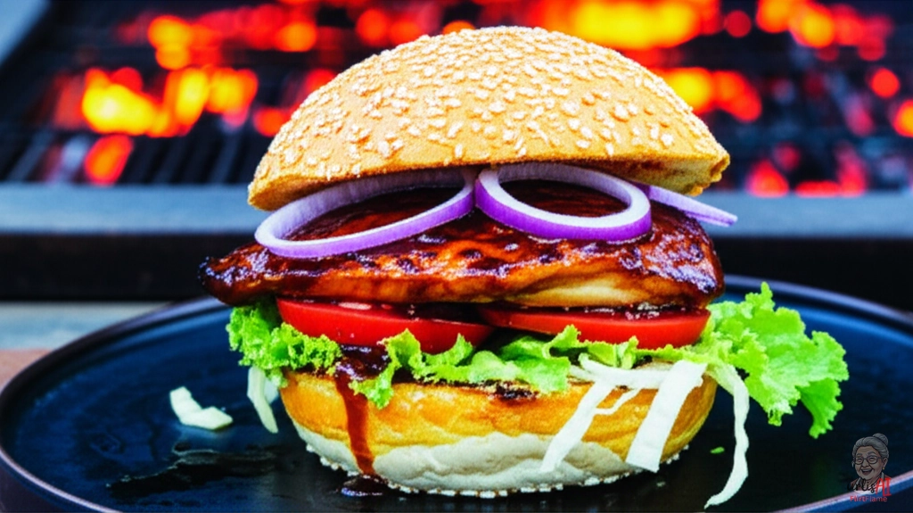 Java Flame Chicken Burger — Kohlegrill