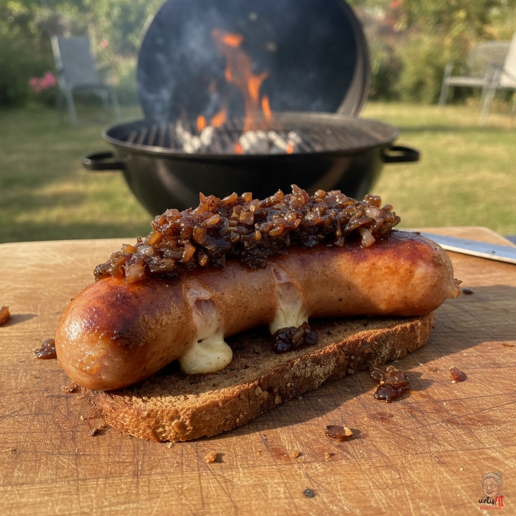 Karamell Zwiebel Käsewurst — Kohlegrill