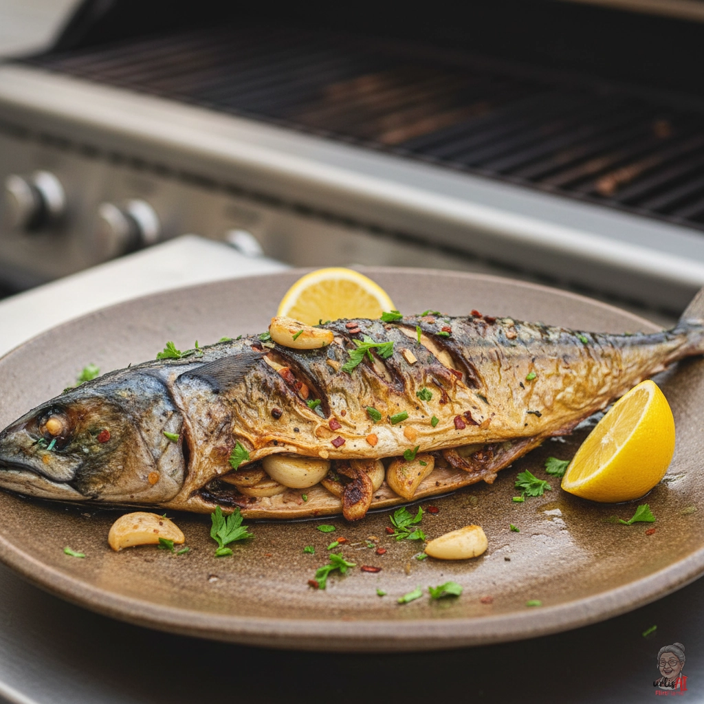 Knoblauchröst Makrele — Gasgrill