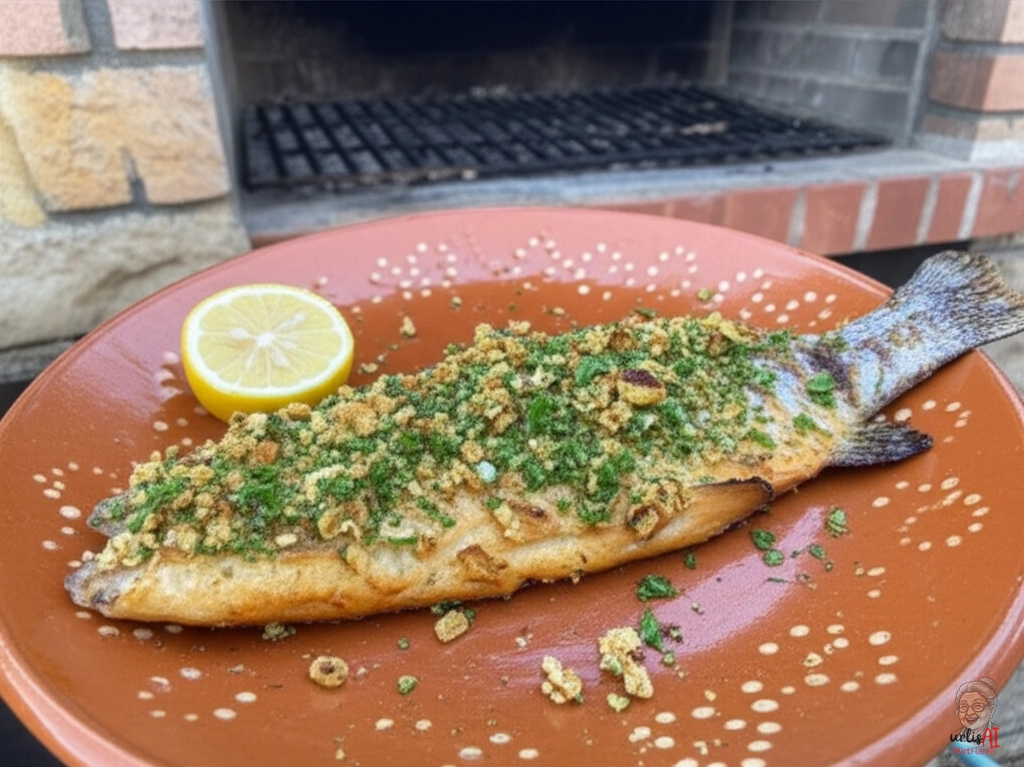 Kohleknoblauch Forelle — Kohlegrill