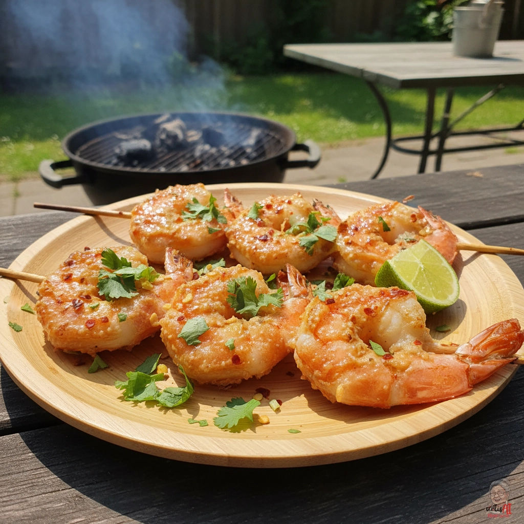 Kokosglut Prawns — Kohlegrill