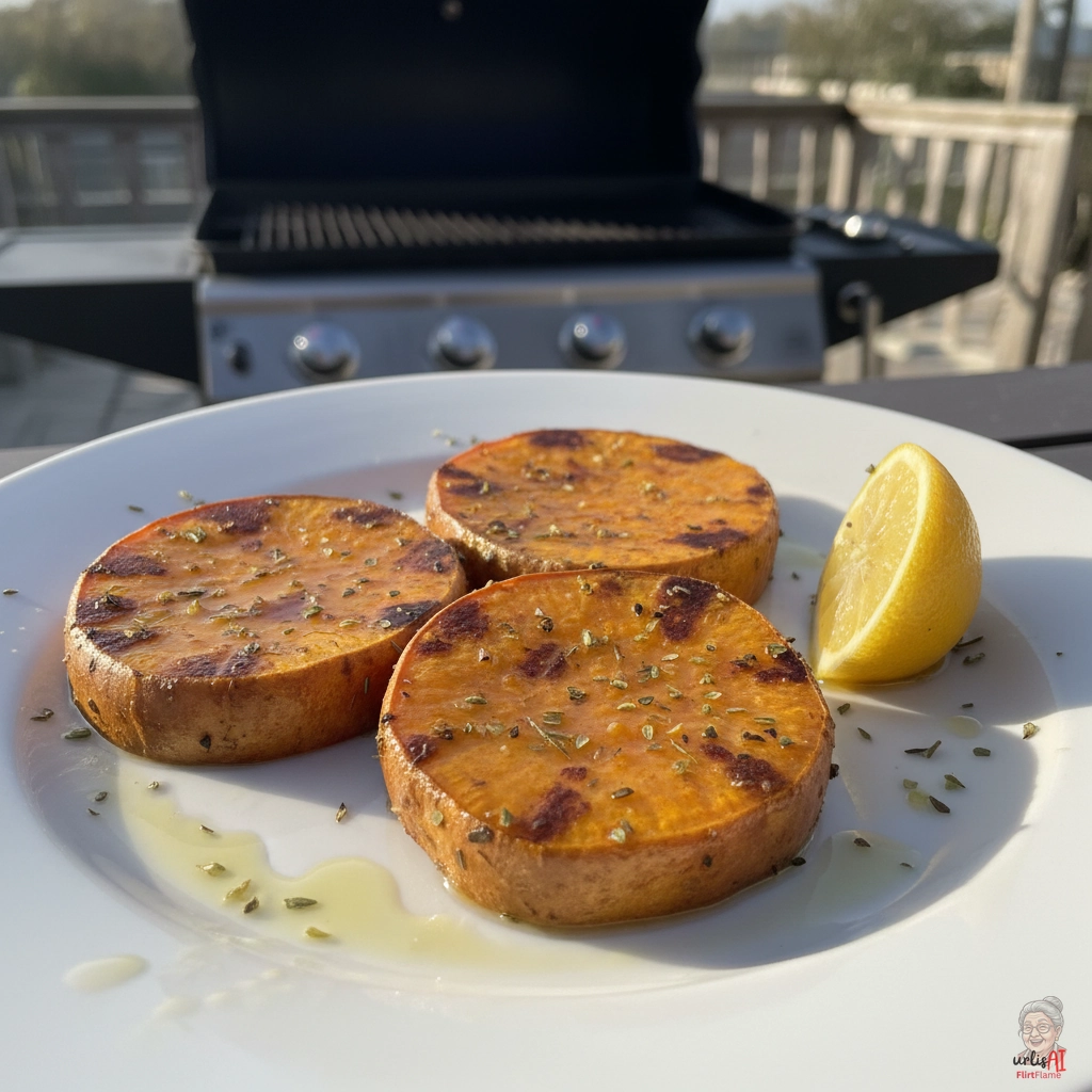 Kräuter Süßkartoffelscheiben — Gasgrill