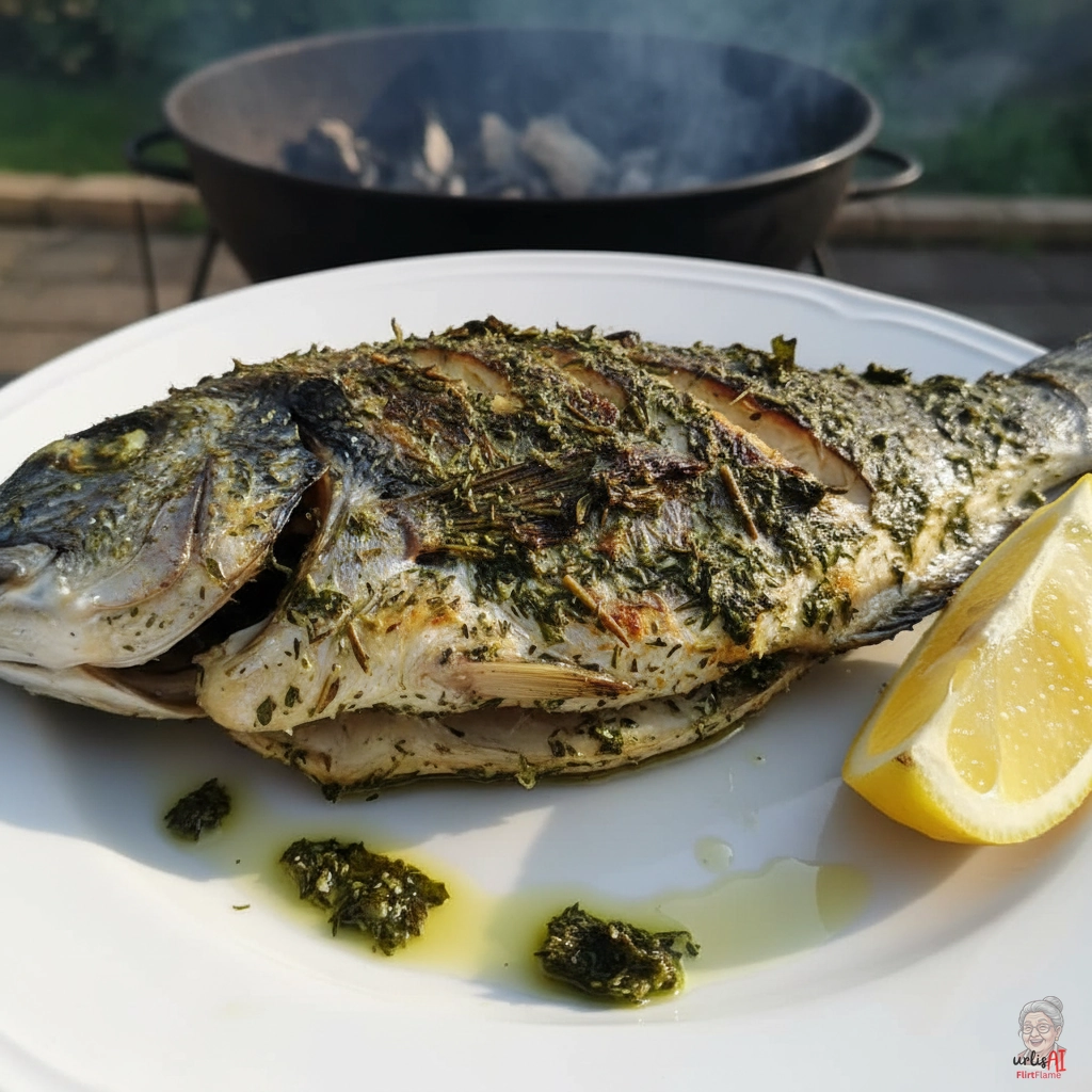 Kräutermantel Dorade — Kohlegrill