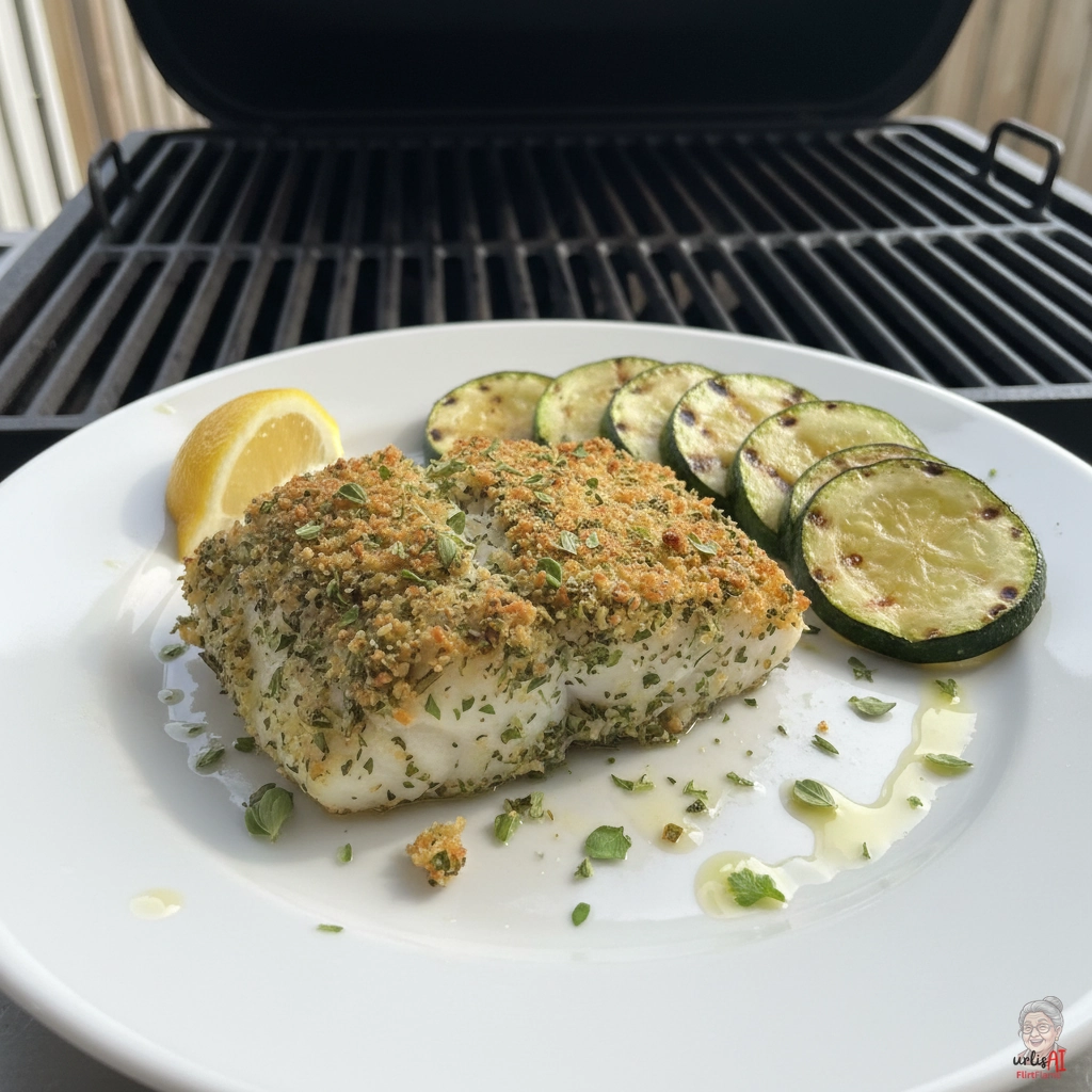 Kräutermantel Kabeljau — Gasgrill