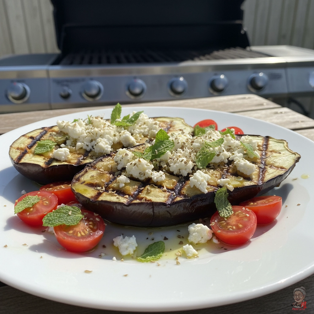 Kreta Auberginenboote — Gasgrill