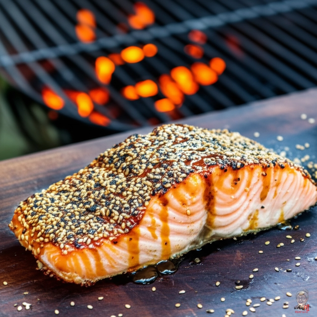 Lachs Golden Sesam — Kohlegrill
