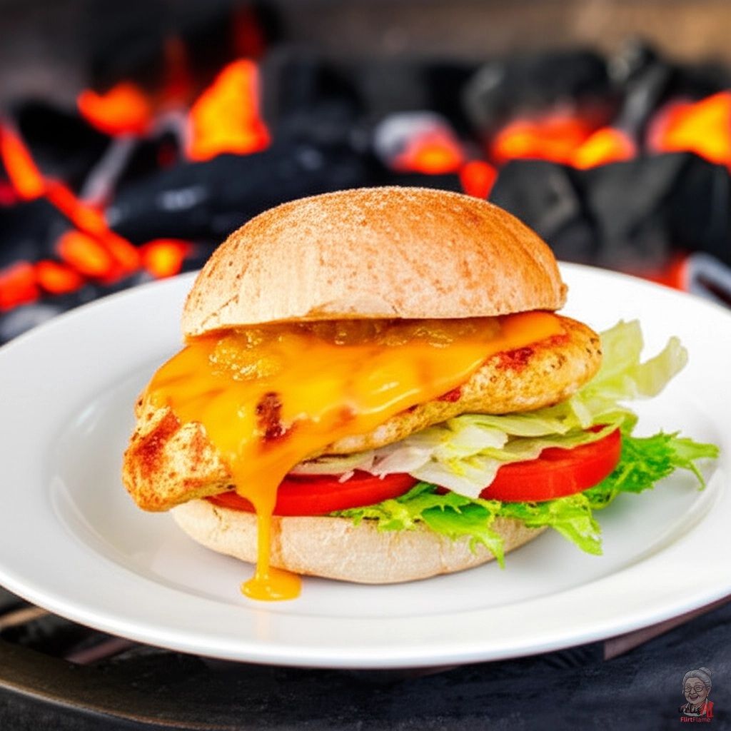 London Fire Chicken Burger — Kohlegrill