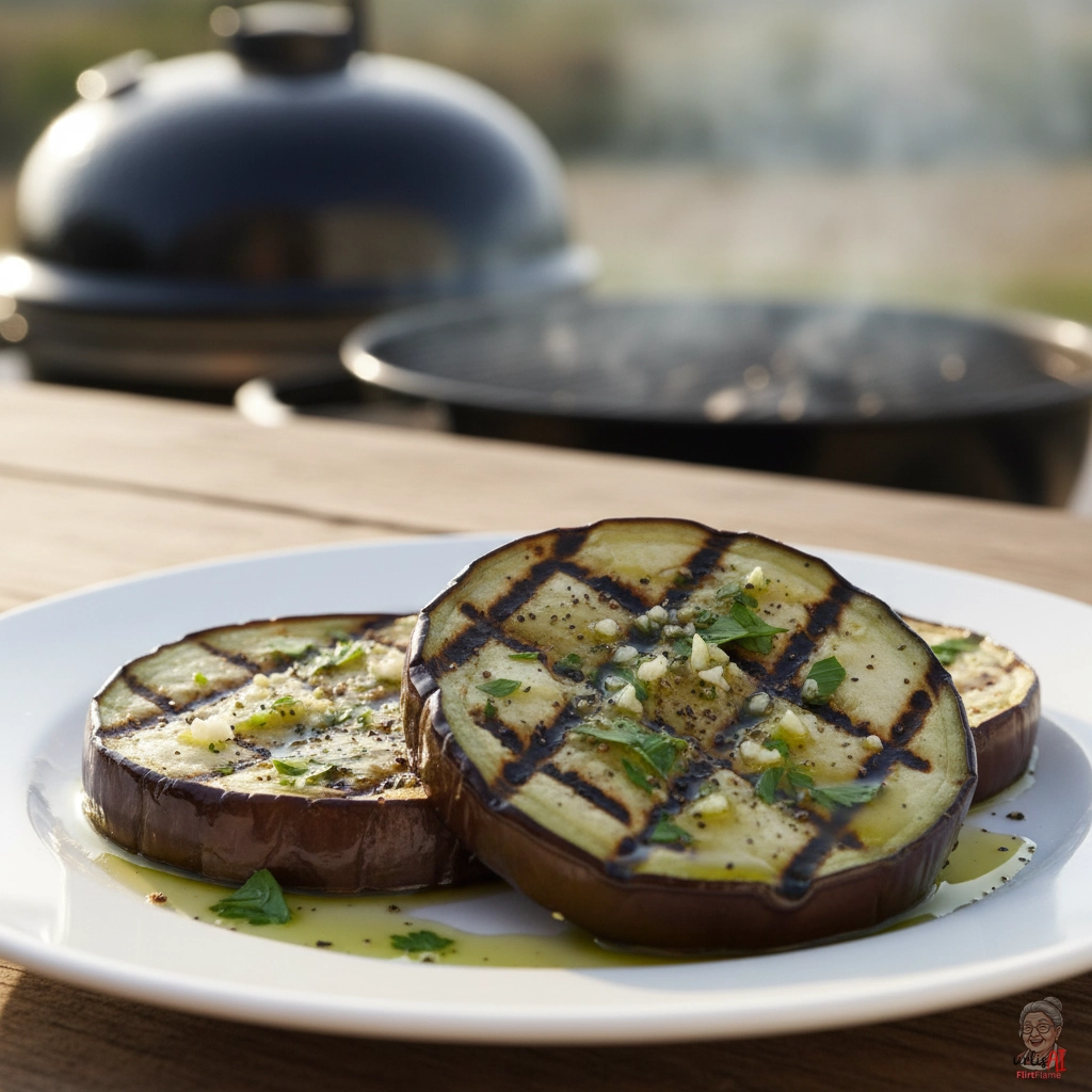 Mediterrane Knoblauchaubergine — Kohlegrill