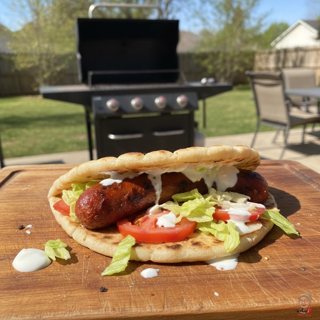 Merguez Fladenbrot Wrap — Gasgrill