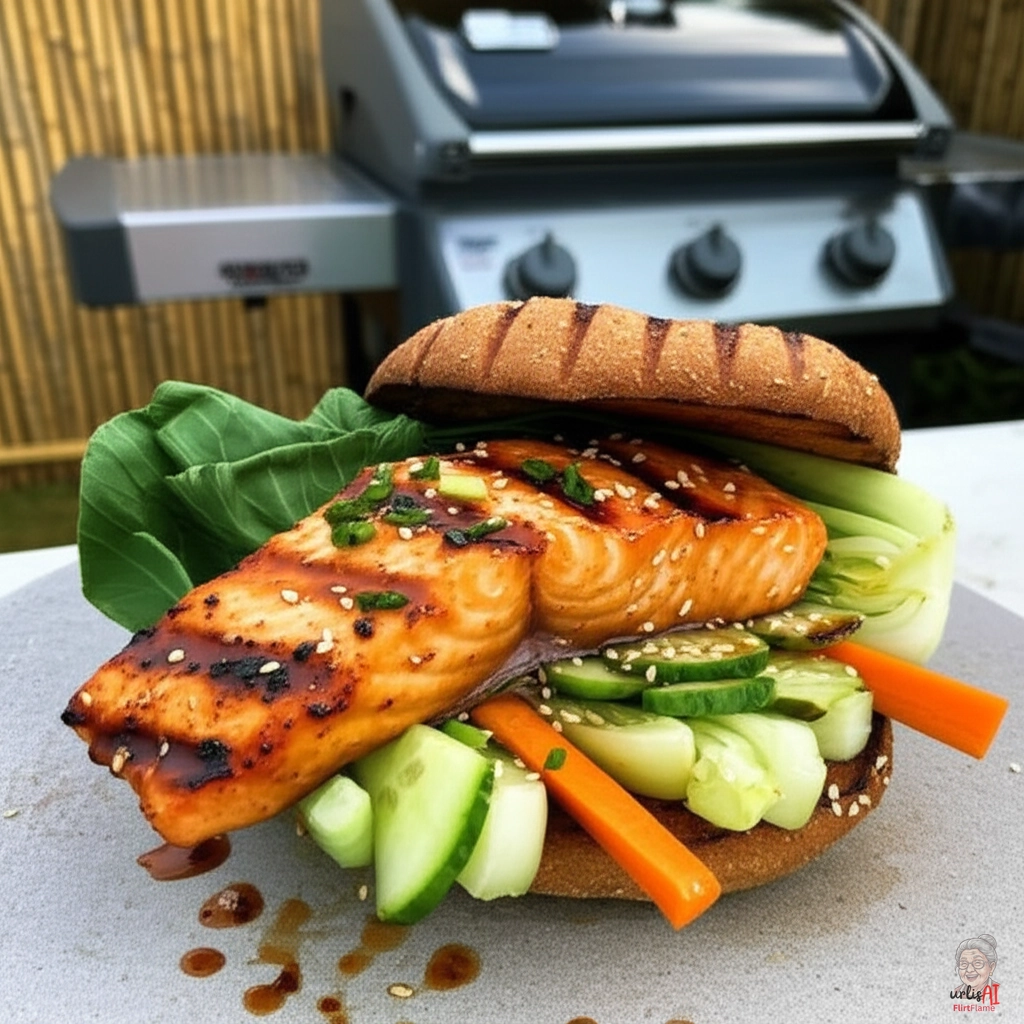 Miso Lachs Burger — Gasgrill
