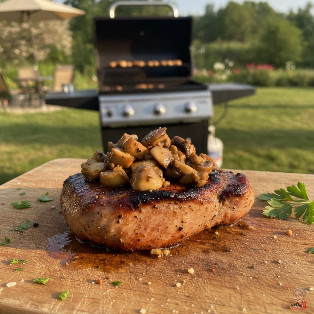Mushroom Puten Steak — Gasgrill