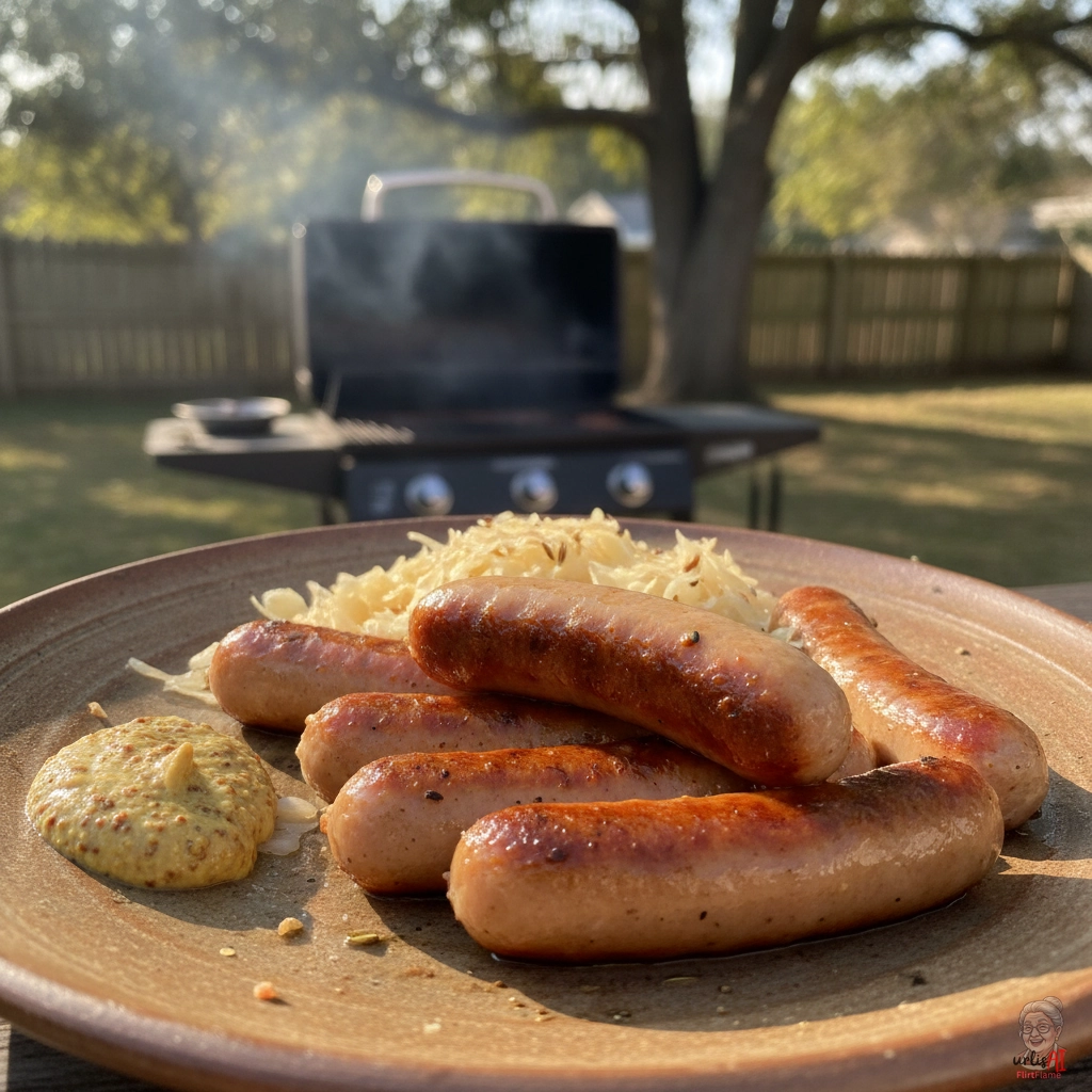Nürnberger mit Kraut — Gasgrill