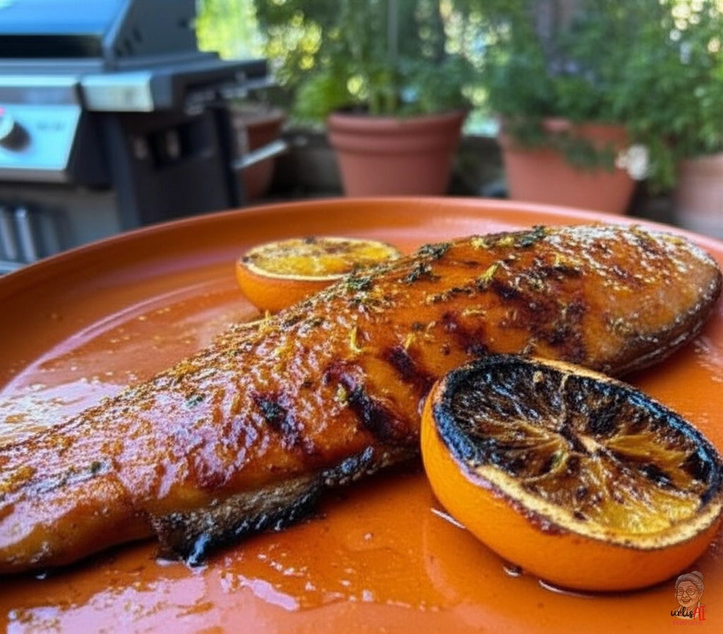 Orangenfeuer Forelle — Gasgrill