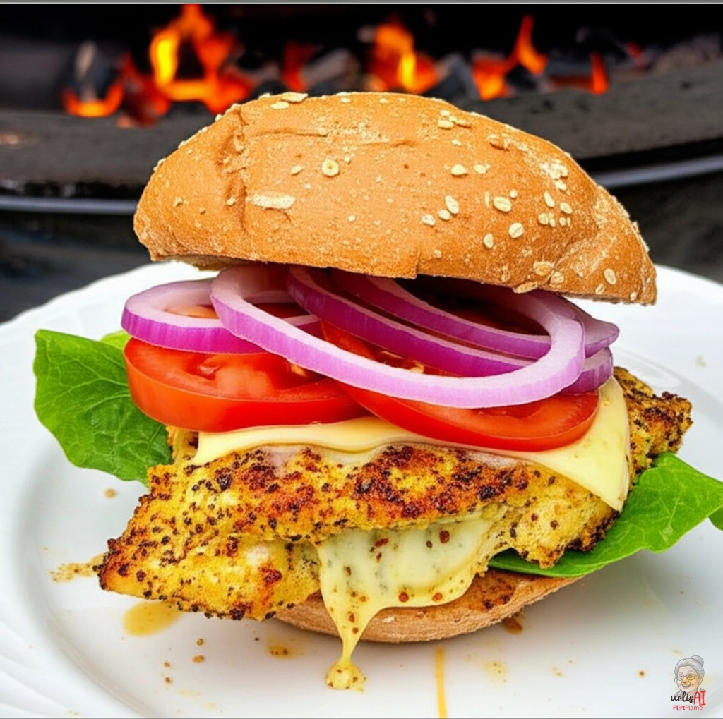 Paris Flame Chicken Burger — Kohlegrill