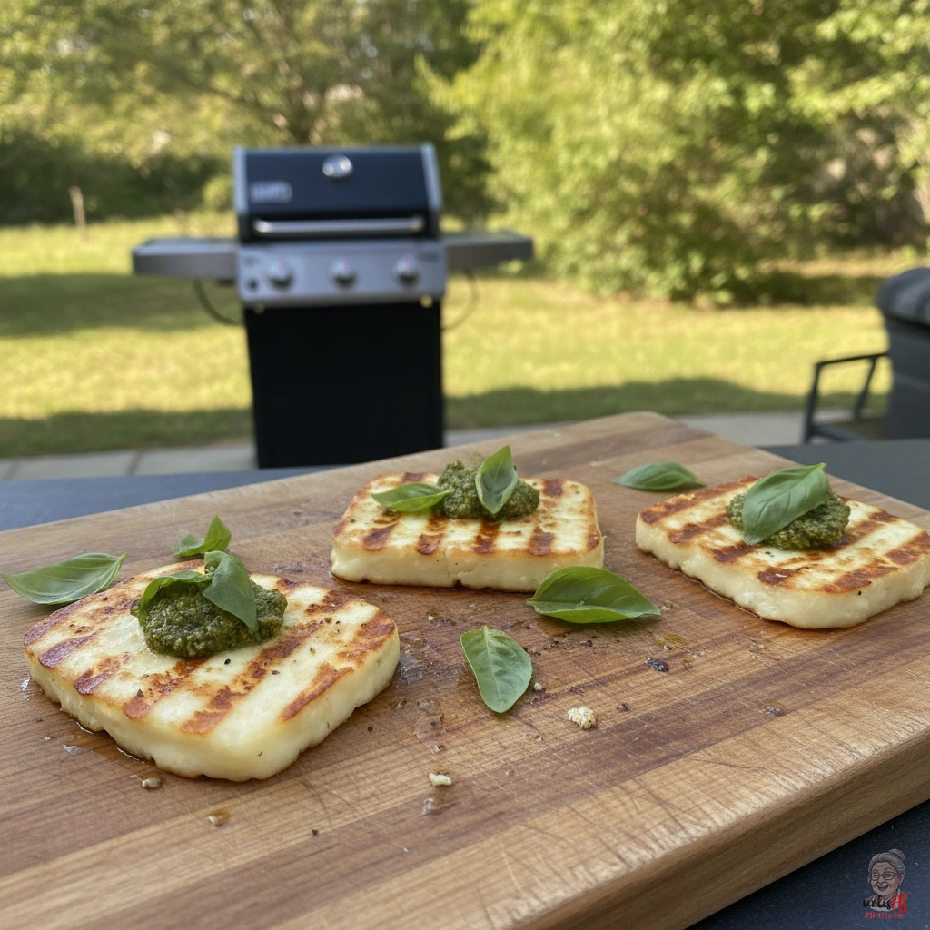 Pesto Basil Halloumi — Gasgrill
