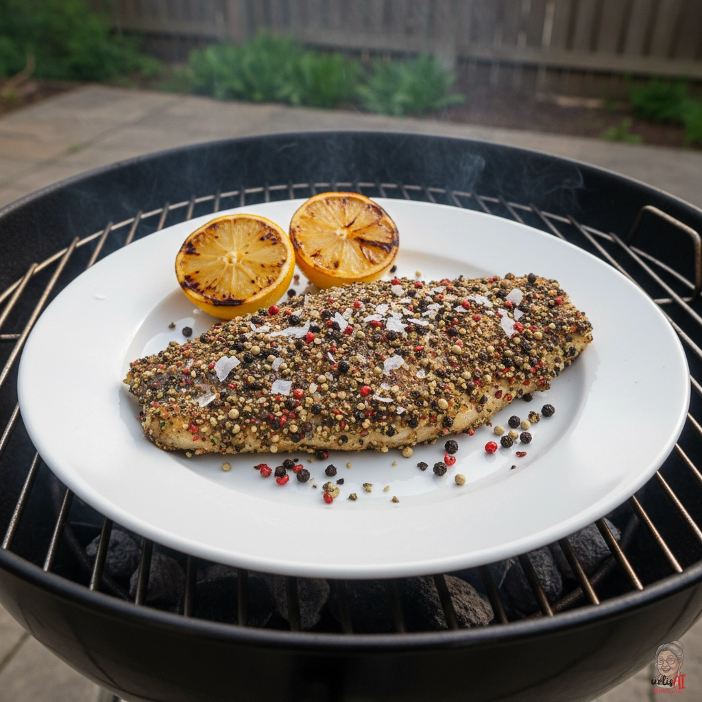 Pfefferrauch Seelachs — Kohlegrill